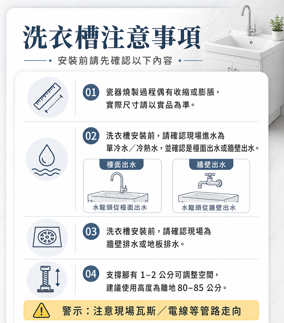 洗衣槽安裝注意事項