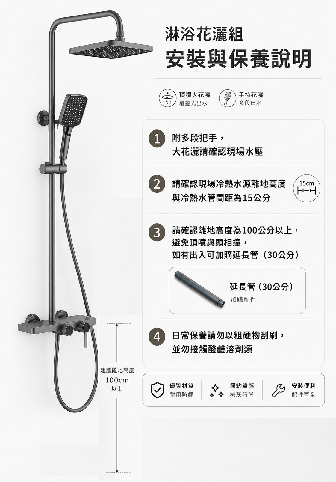 槍灰花灑使用注意事項