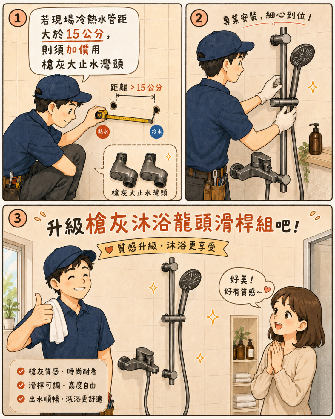 沐浴龍頭師傅安裝圖卡